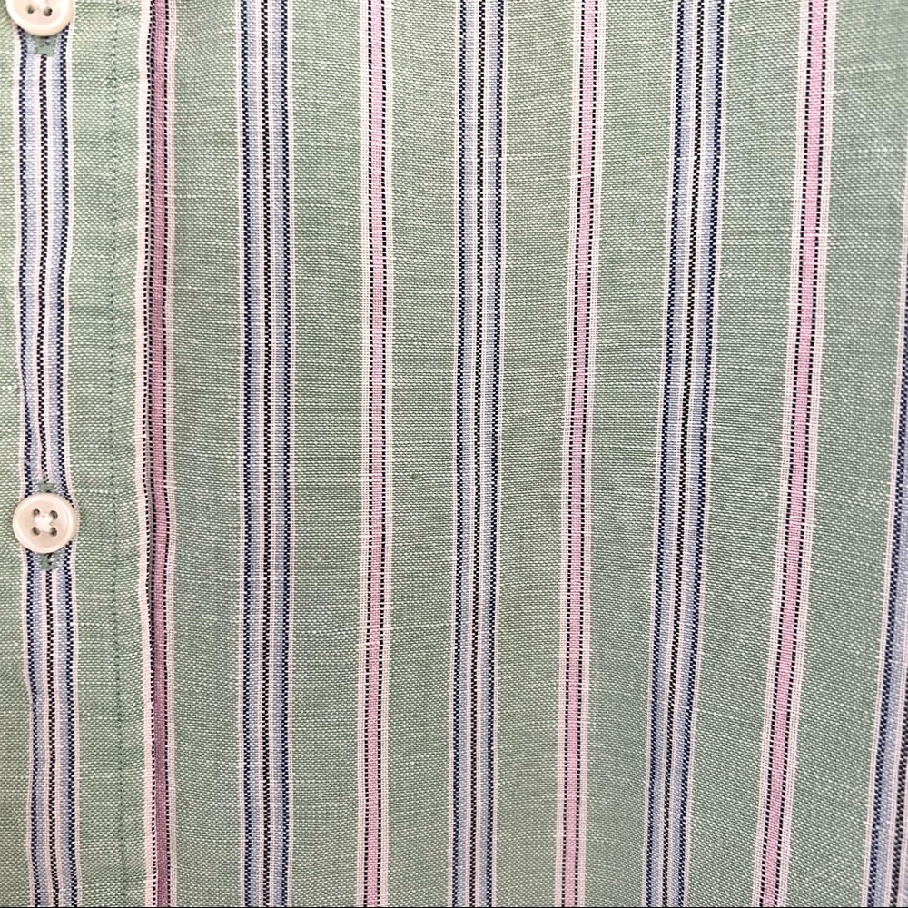 Ralph Lauren Mens Classic Cut Long Sleeve Green Striped Shirt Size XXL - Picture 7 of 7